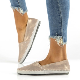 Skórzane półbuty Filippo DP031/22 Go złote szare złoty 7
