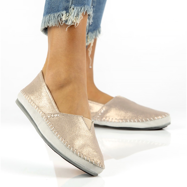 Skórzane półbuty Filippo DP031/22 Go złote szare złoty 4