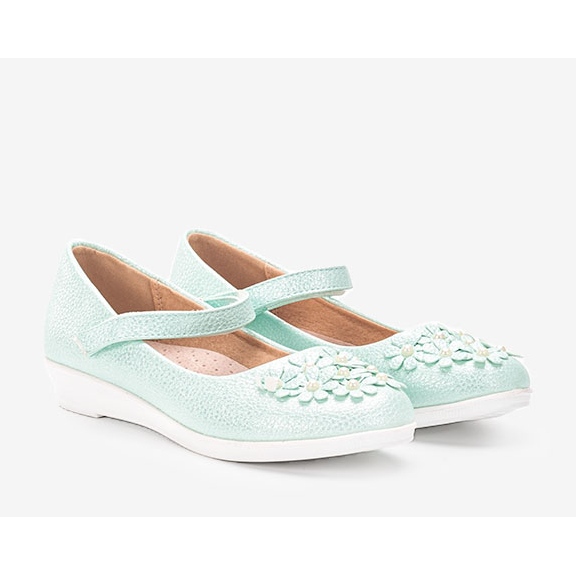 BM Zielone błyszczące balerinki dziecięce Alaja 1