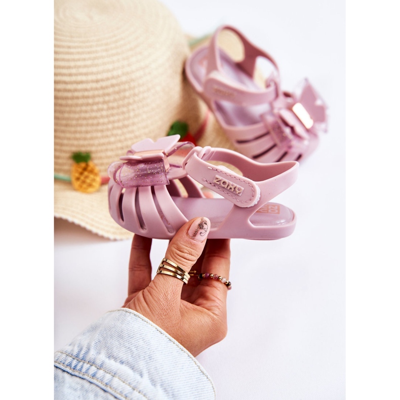 Dziecięce Sandałki Na Rzep Pachnące ZAXY JJ385034 Jasnofioletowe ['fioletowy'] 1