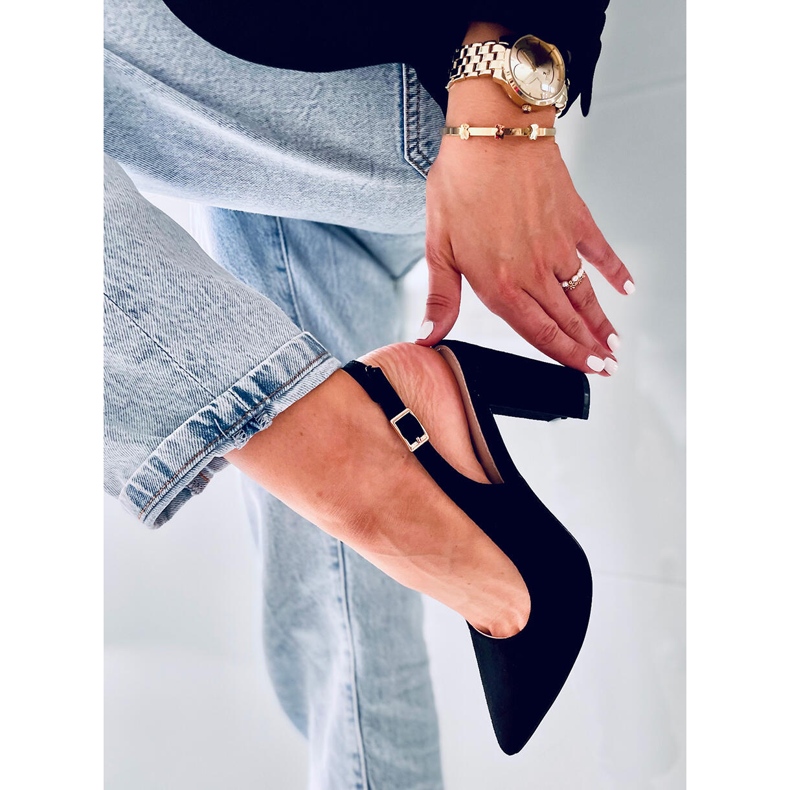 Czółenka z odkrytą pięta Spectra Negro czarne 2