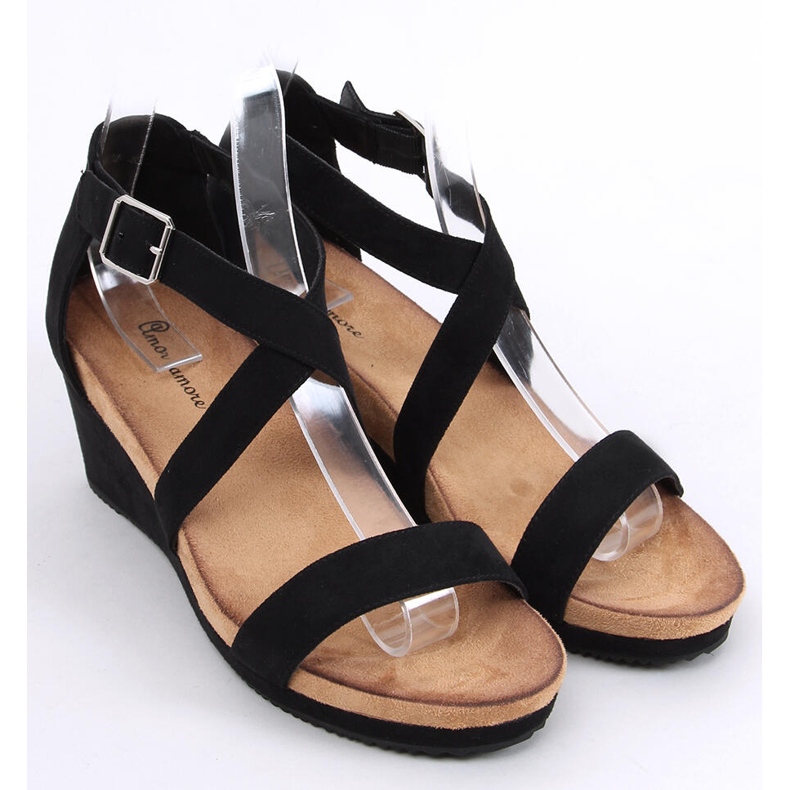 Sandałki na koturnie Ashlyn Black czarne 1