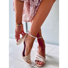 Sandałki na obcasie Leslie Beige beżowy 1