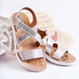 S.Barski Dziecięce Sandały Na Rzep Srebrne Alise srebrny srebrny 1