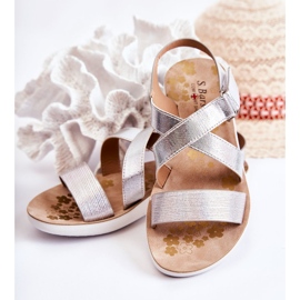 S.Barski Dziecięce Sandały Na Rzep Srebrne Alise srebrny srebrny 2