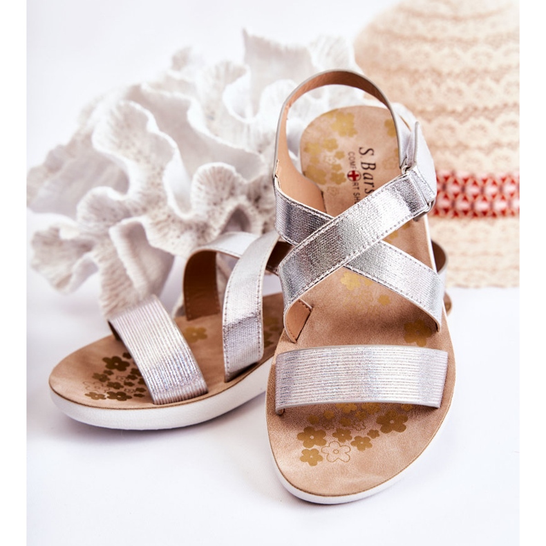 S.Barski Dziecięce Sandały Na Rzep Srebrne Alise srebrny srebrny 2