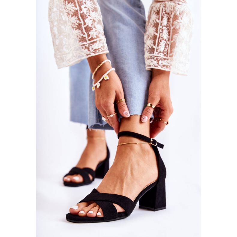 PS1 Klasyczne Damskie Sandałki Na Słupku Czarne Ester 1