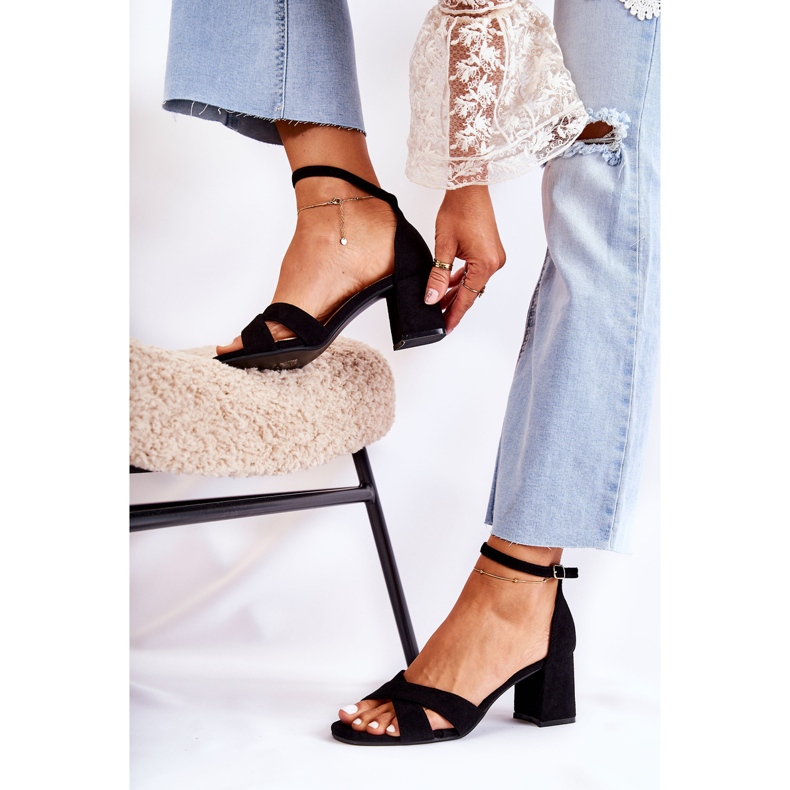 PS1 Klasyczne Damskie Sandałki Na Słupku Czarne Ester 2