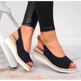 Sandały na koturnie Big Star Jr INT1727A granatowe 2