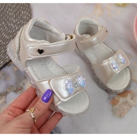 Miss❤E Sandały na rzepy z kokardą Miss Jr EU650A srebrne ['srebrny'] srebrny 1