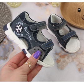 Sandały na rzepy NEWS Jr EU651A granatowo-szare granatowe 1