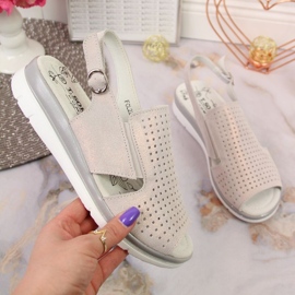 Sandały na koturnie T.Sokolski W SCA169 beżowo-srebrne beżowy 1