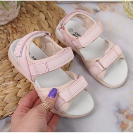 Sandały na rzepy American Club Jr AM895A różowe 1