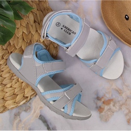 Sandały na rzepy American Club Jr AM898A szare 2