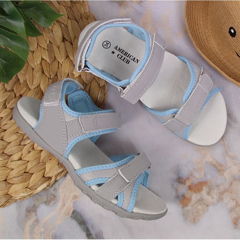 Sandały na rzepy American Club Jr AM898A szare 2