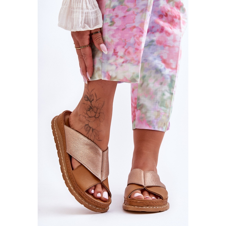 Skórzane Profilowane Klapki Maciejka 04986-29 Brązowe 2