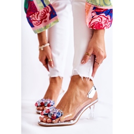 S.Barski Eleganckie Czółenka Z Ozdobą Srebrne Amalia bezbarwne srebrny 1