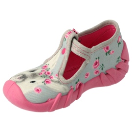 Befado obuwie dziecięce 110P425 różowe szare 1
