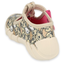 Befado obuwie dziecięce  110P437 beżowy brązowe różowe 2