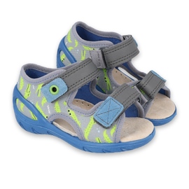 Befado obuwie dziecięce pu 065P159 niebieskie szare wielokolorowe zielone 1