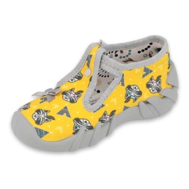 Befado obuwie dziecięce 110P393 szare żółte 1