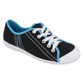 Befado obuwie młodzieżowe 248Q019 czarne niebieskie 1