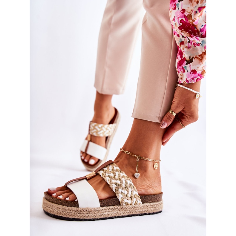 FB1 Damskie Klapki Z Eko Skóry Białe Simona beżowy 1