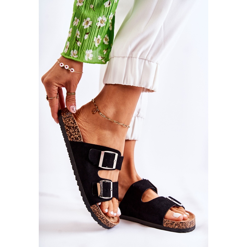 FB1 Damskie Klapki Wsuwane Czarne Misandei 1