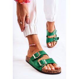 FB1 Damskie Klapki Wsuwane Zielone Misandei 1
