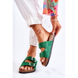 FB1 Damskie Klapki Wsuwane Zielone Misandei 2