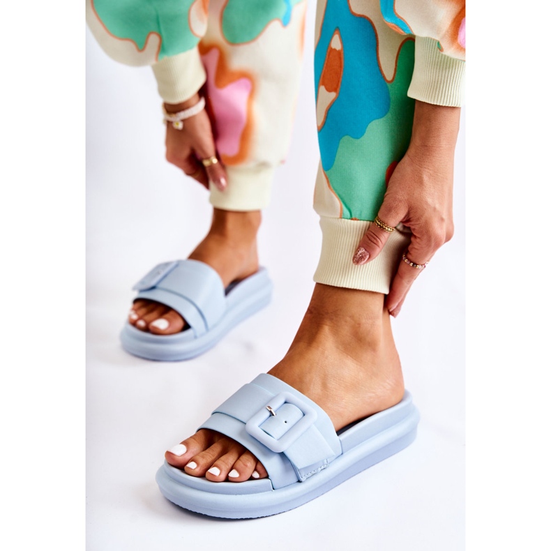 Damskie Klapki Z Klamrą Niebieskie Devia 1