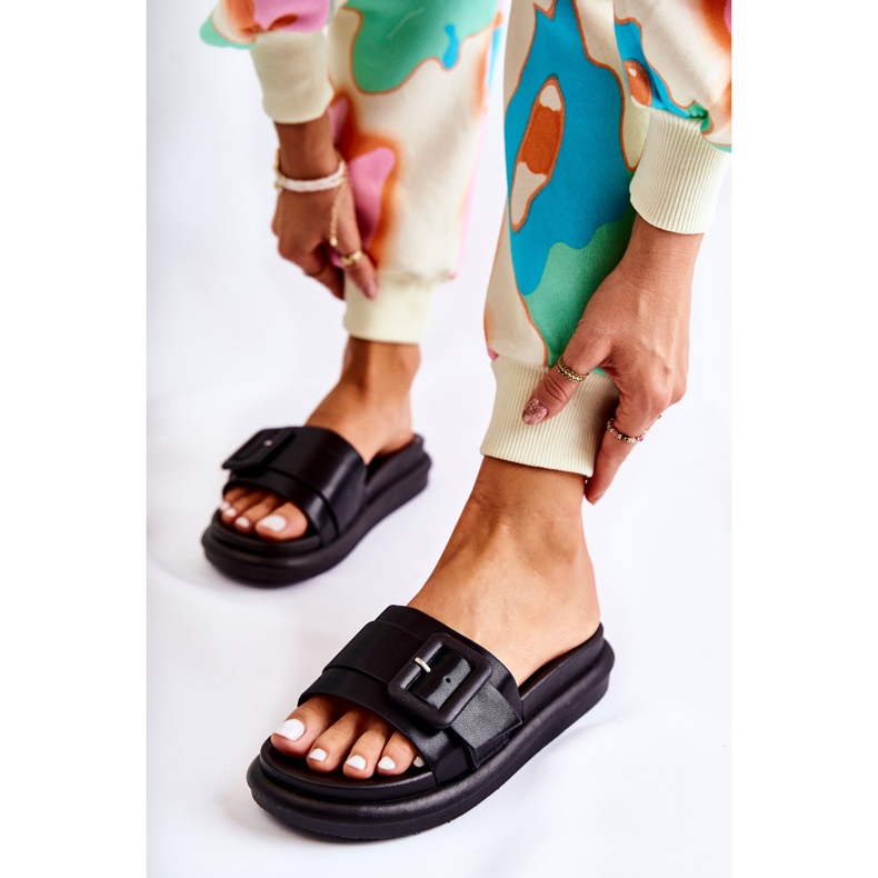 Damskie Klapki Z Klamrą Czarne Devia 1