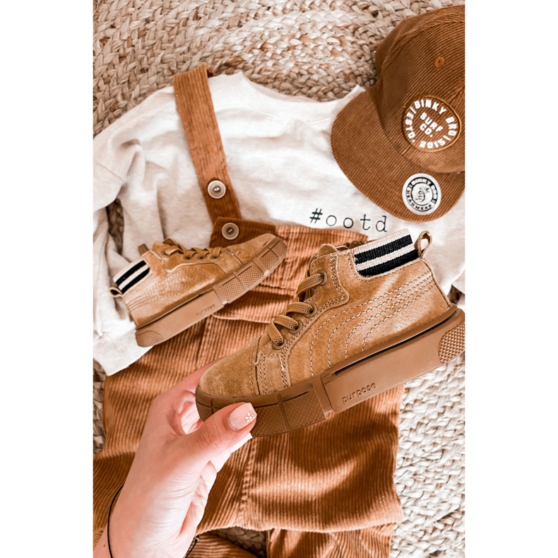 PA1 Dziecięce Wysokie Trampki Na Suwak Camel Boone żółte 1