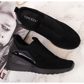 Sneakersy damskie na koturnie wsuwane czarne Vinceza 3