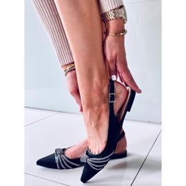 Baleriny z odkrytą piętą chanelki Taylor Black czarne 1