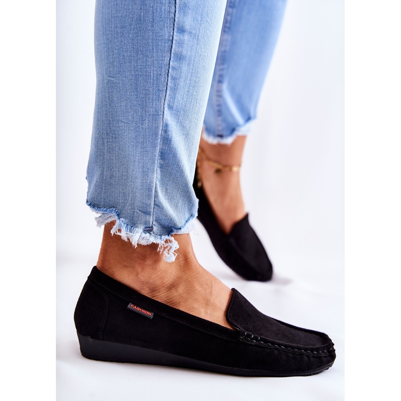 PH1 Damskie Zamszowe Mokasyny Na Koturnie Czarne La Cava 1