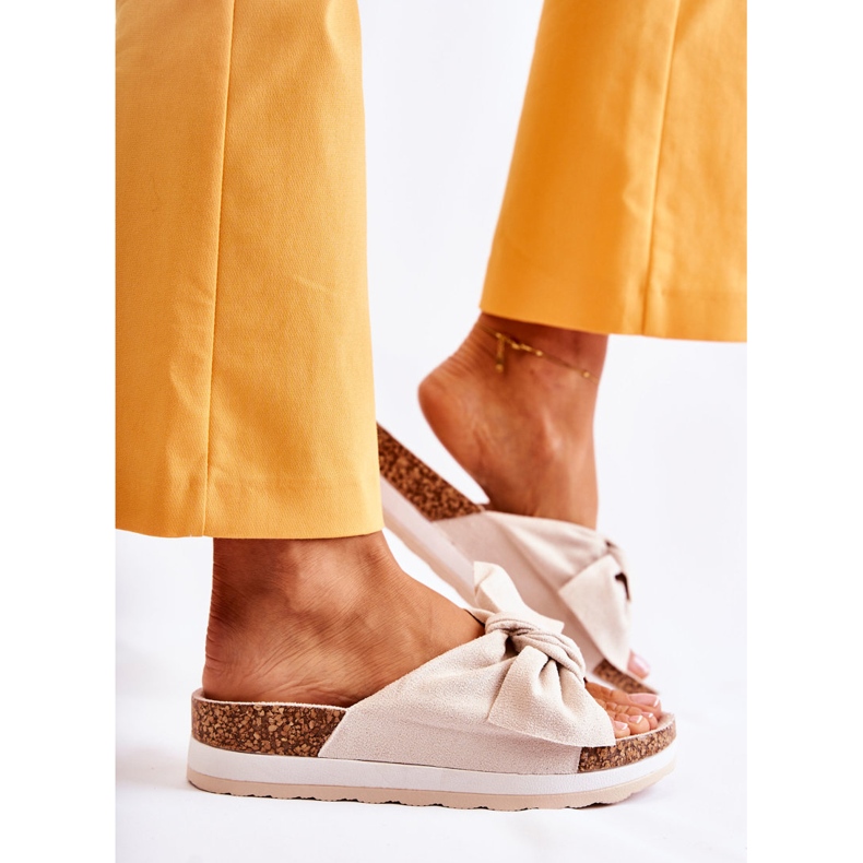 PG1 Klapki Na Platformie Beżowe So Comfy beżowy 2