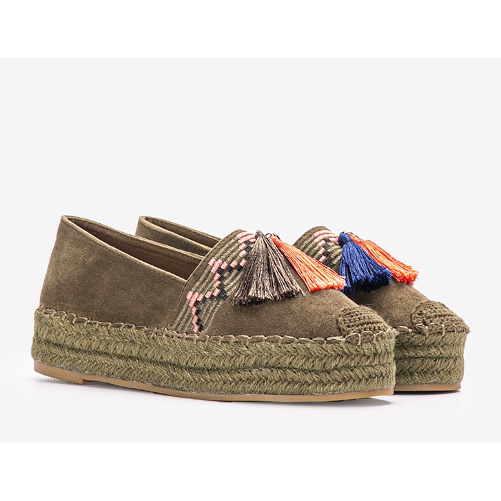 Zielone espadryle na platformie Pisquid khaki 1