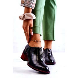 S.Barski Lakierowane Modne Półbuty Na Słupku Czarno-Czerwone Lorena czarne 1