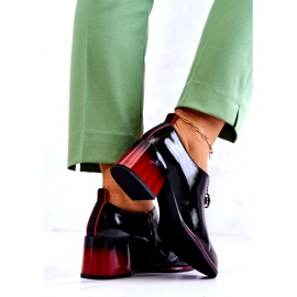 S.Barski Lakierowane Modne Półbuty Na Słupku Czarno-Czerwone Lorena czarne 4