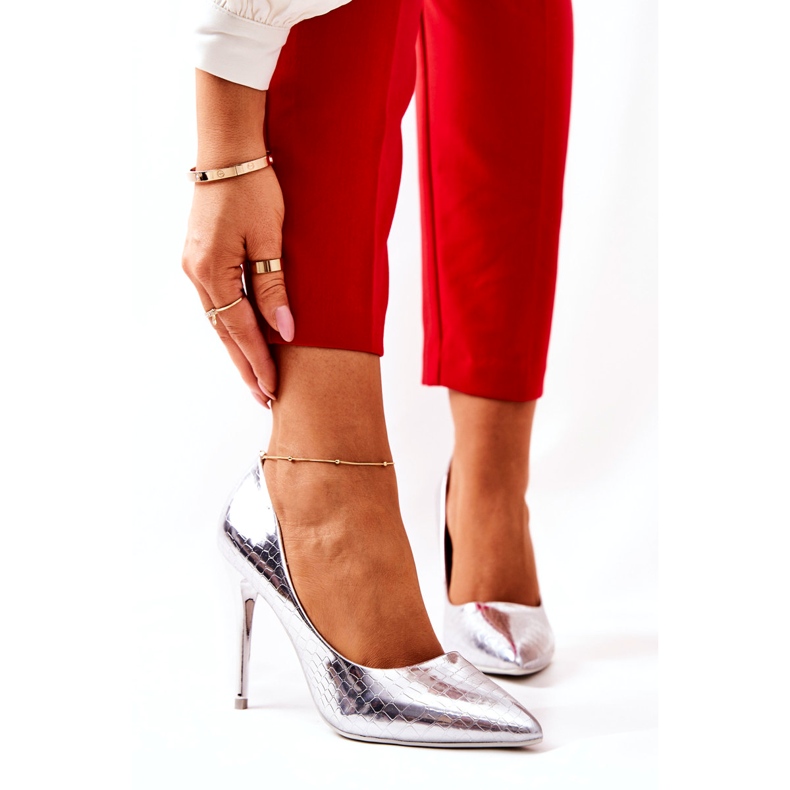 WS1 Szpilki Wężowy Wzór Srebrne Tissoria srebrny 1