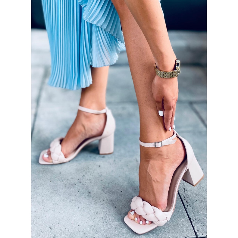 Sandałki na obcasie Denise Beige beżowy 2