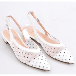 Baleriny koronkowe bez pięty Margo White białe 1