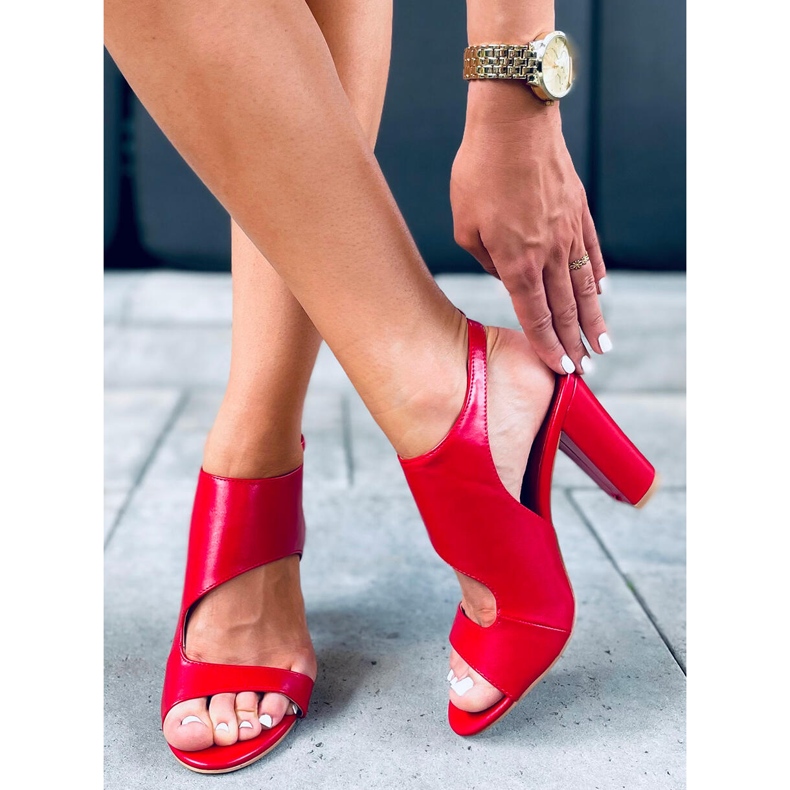 Sandałki na obcasie Jessica Red czerwone 1
