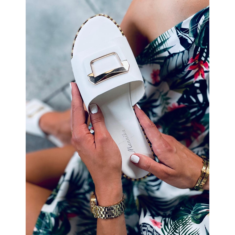 Klapki damskie Linn White białe 1