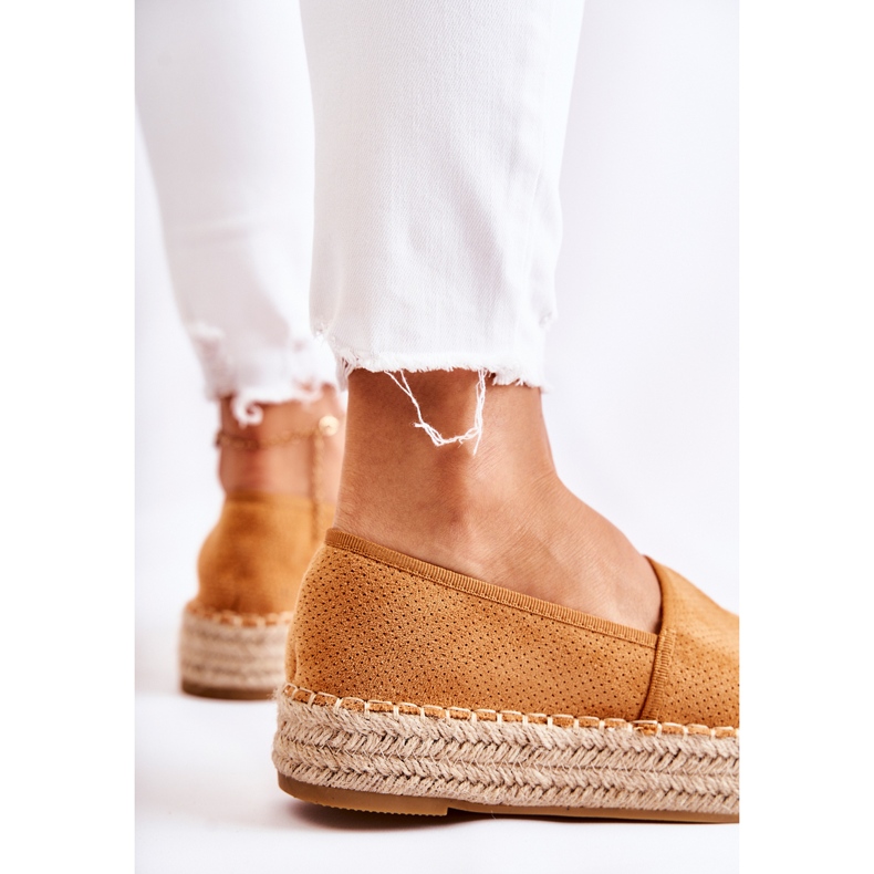 PG1 Damskie Espadryle Na Platformie Camel Marise brązowe 2