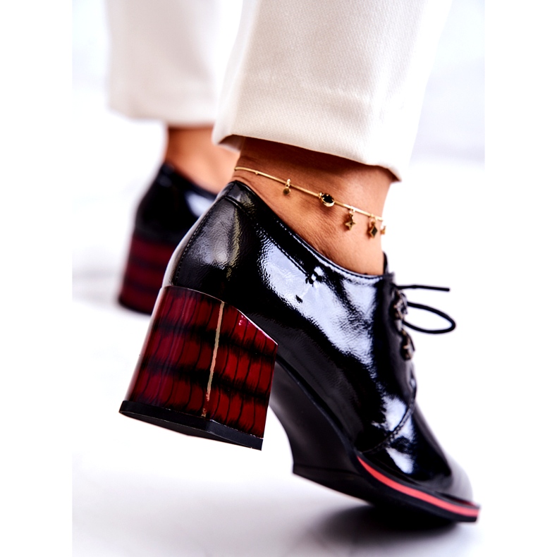 S.Barski Lakierowane Półbuty Na Suwak czarne czerwone 3