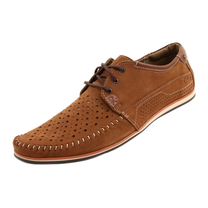 KOMODO Buty męskie mokasyny 875 lato camel brązowe 6