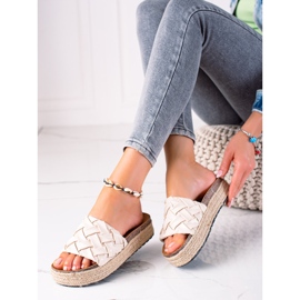 SHELOVET Klapki Na Platformie beżowy 1