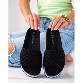 W. Potocki Plecione Klapki Potocki czarne 1